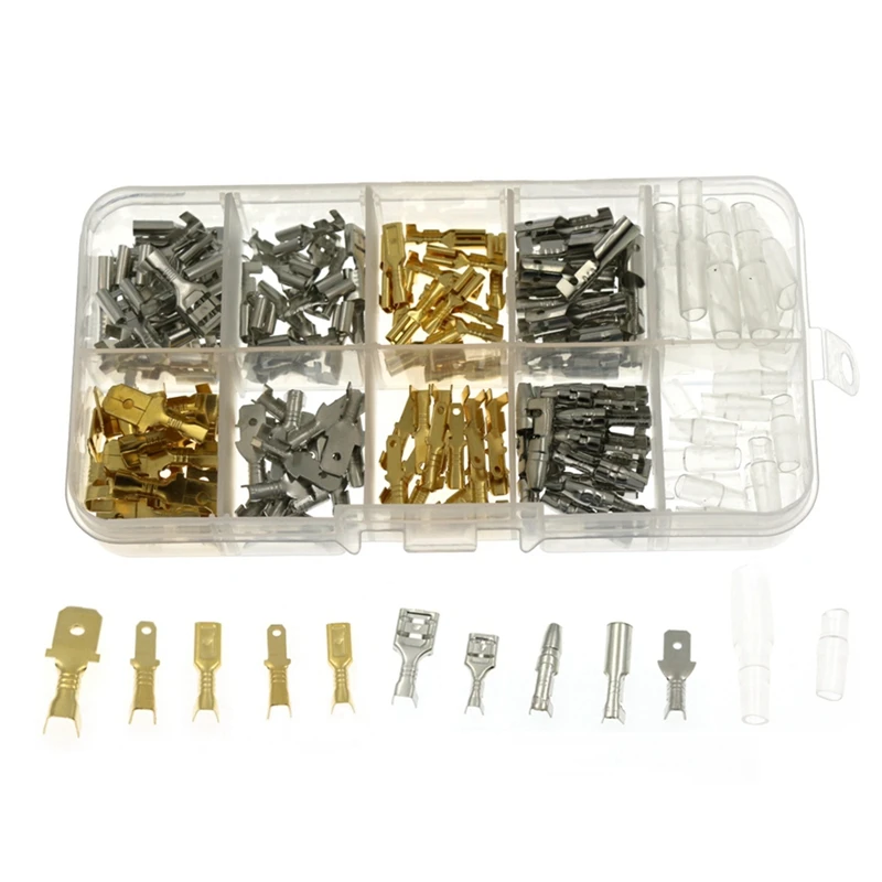 

150Pcs 6.3MM 2.8MM 4.8MM 4.0MM Male Female Car Spade Connector Splice Crimp Wire Terminals for Motorcycle Bike Car Parts