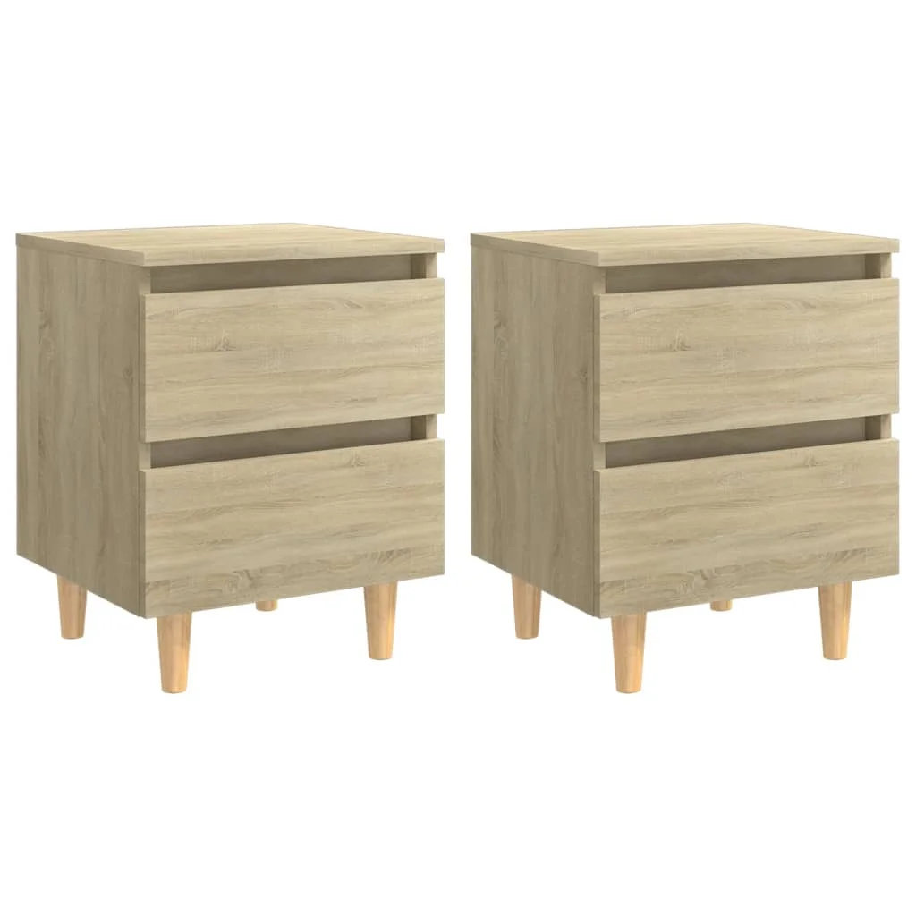 

2 pcs Bedside Cabinet with Pinewood Legs, Chipboard Nightstands, Side Table, Bedrooms Furniture Sonoma Oak 40x35x50 cm