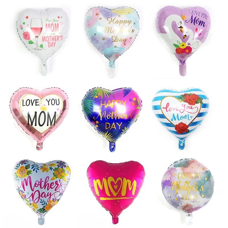 

18inch Home Decor Inflatable Globos Party Decorations Air Aluminum Balloons Happy Mother‘s Day Foil Balloons Round English