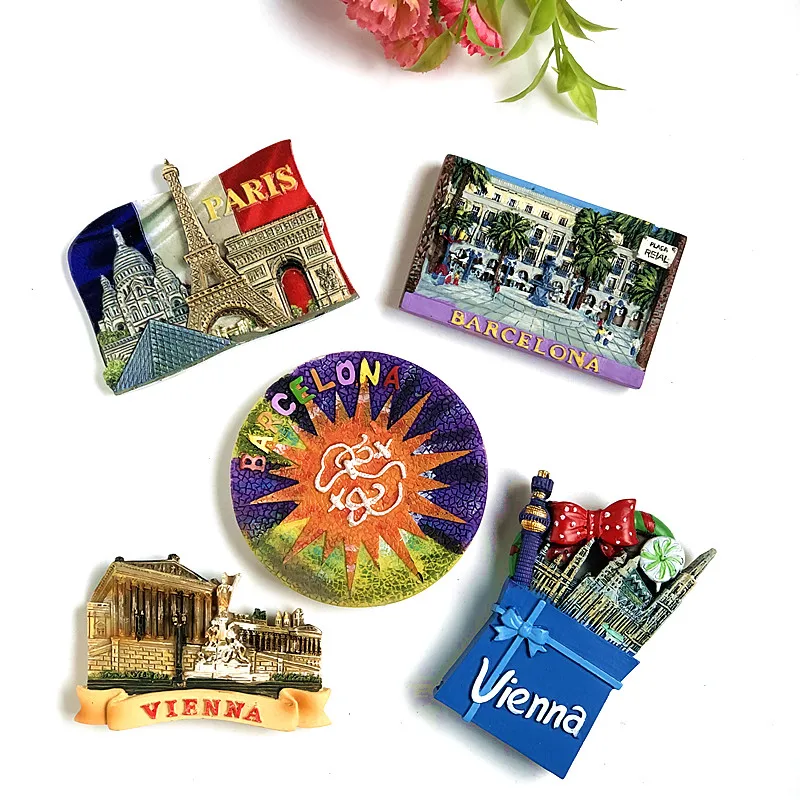 

Austria Vienna France Spain Italy Fridge Magnet Travel Souvenir 3d Handmade Home Sticker Collection Creative ResinDecor Gift