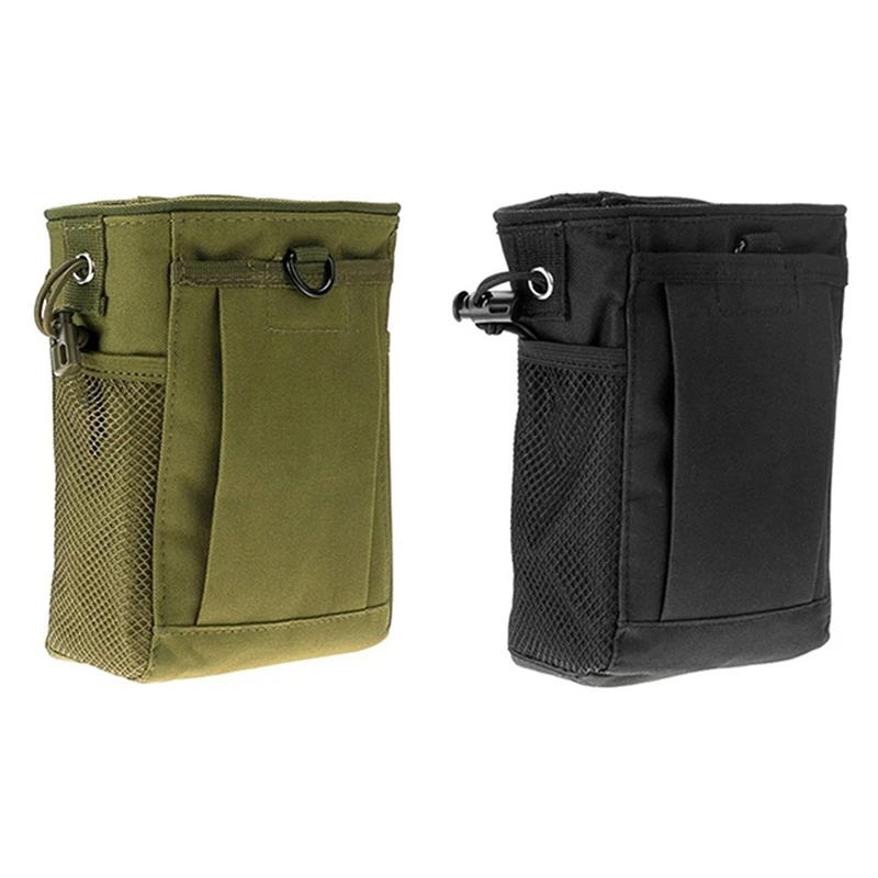 

2Pcs Hunting Magazine Dump Drop Pouch Recycle Waist Pack Hunting Accessories Bag - Black & Green