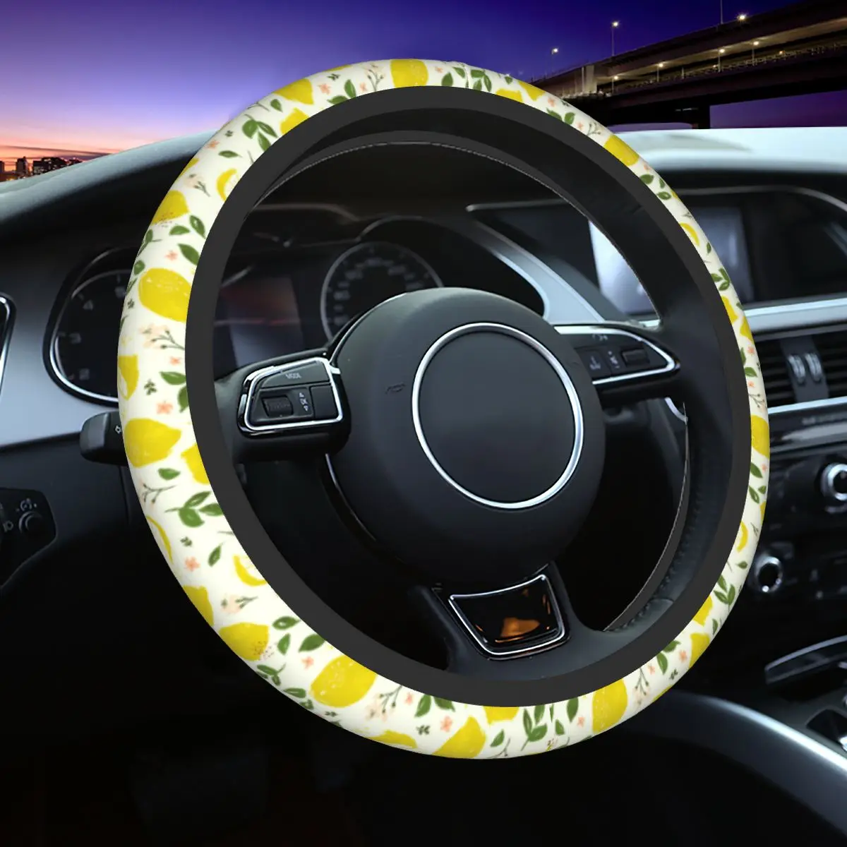 

38cm Car Steering Wheel Covers Lemon Flower Soft Fruit Floral Car-styling Suitable Car Accessories