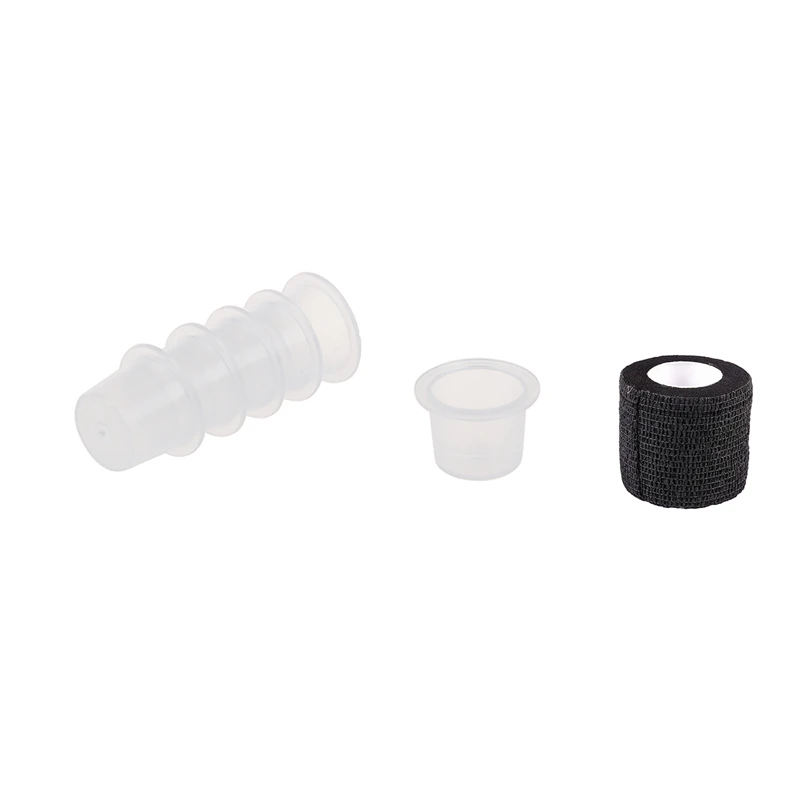 

2Inch X 5 Yards Self Adherent Adhesive Free Grip Comfort Wrap Cover Tattoo Handle Black &With 200 Plastic Medium Tattoo Ink Cups