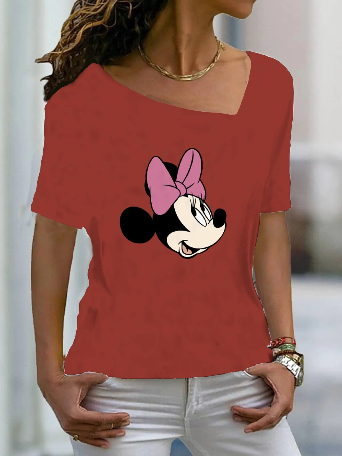 Plus Size Tops Women Woman Clothing Women's Elegant Blouses Woman Free Shipping T- Shirts and Blouses Minnie Mouse Summer Mickey