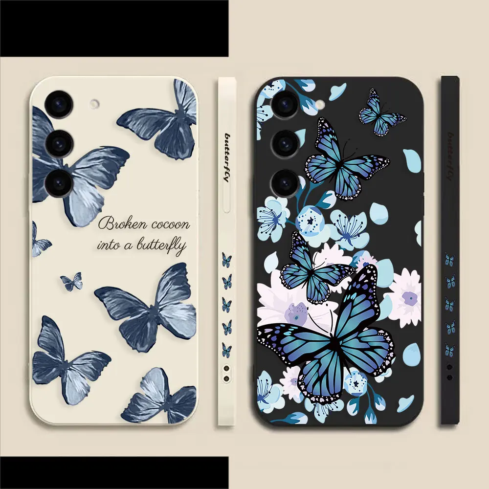 

Pretty Purple Butterfly Case For Samsung S23 S22 S21 S20 FE S11 S11E S10 S10E S9 S30 Ultra Plus 4G 5G Colour Liquid Case Funda