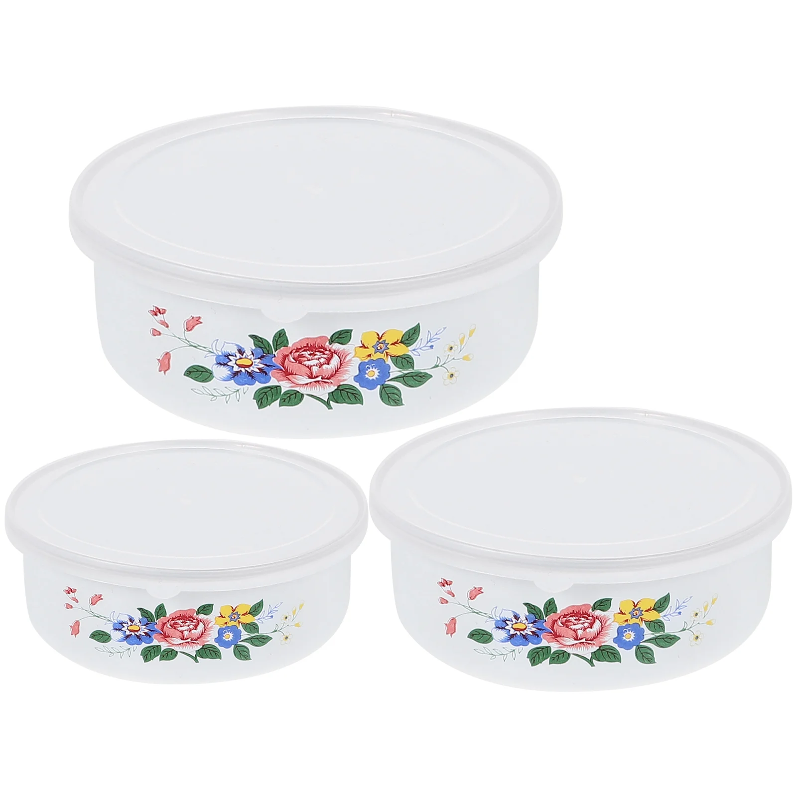 

3 Pcs Fresh-keeping Enamel Bowl Storage Lid Food Preservation Bowls Plate Vintage Salad Student