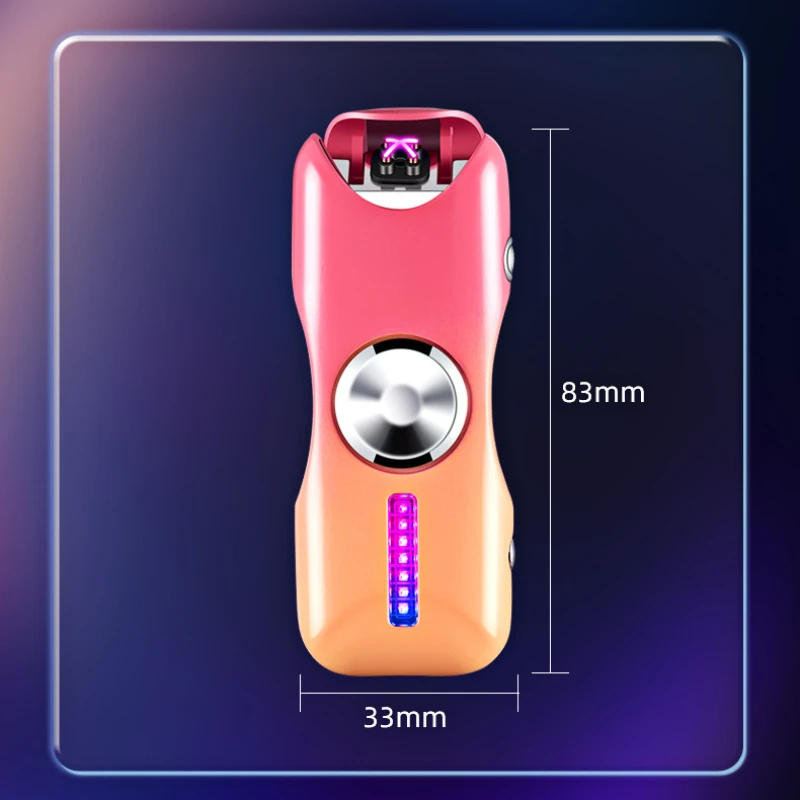 Фото Новая креативная USB-зажигалка с градиентным цветом, гироэффектом, ветрозащитой, двойной дугой, 18 режимами вспышки и кнопочным поджигом. Аксессуары для курения. №2