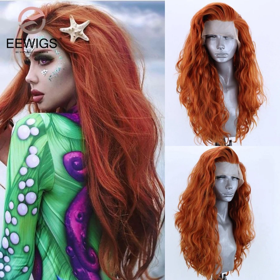 

Ginger Wig Heat Resistant Side Part Ombre Yellow Cosplay Wig Glueless Platinum Blonde Synthetic Lace Front Wigs for Women EEWIGS