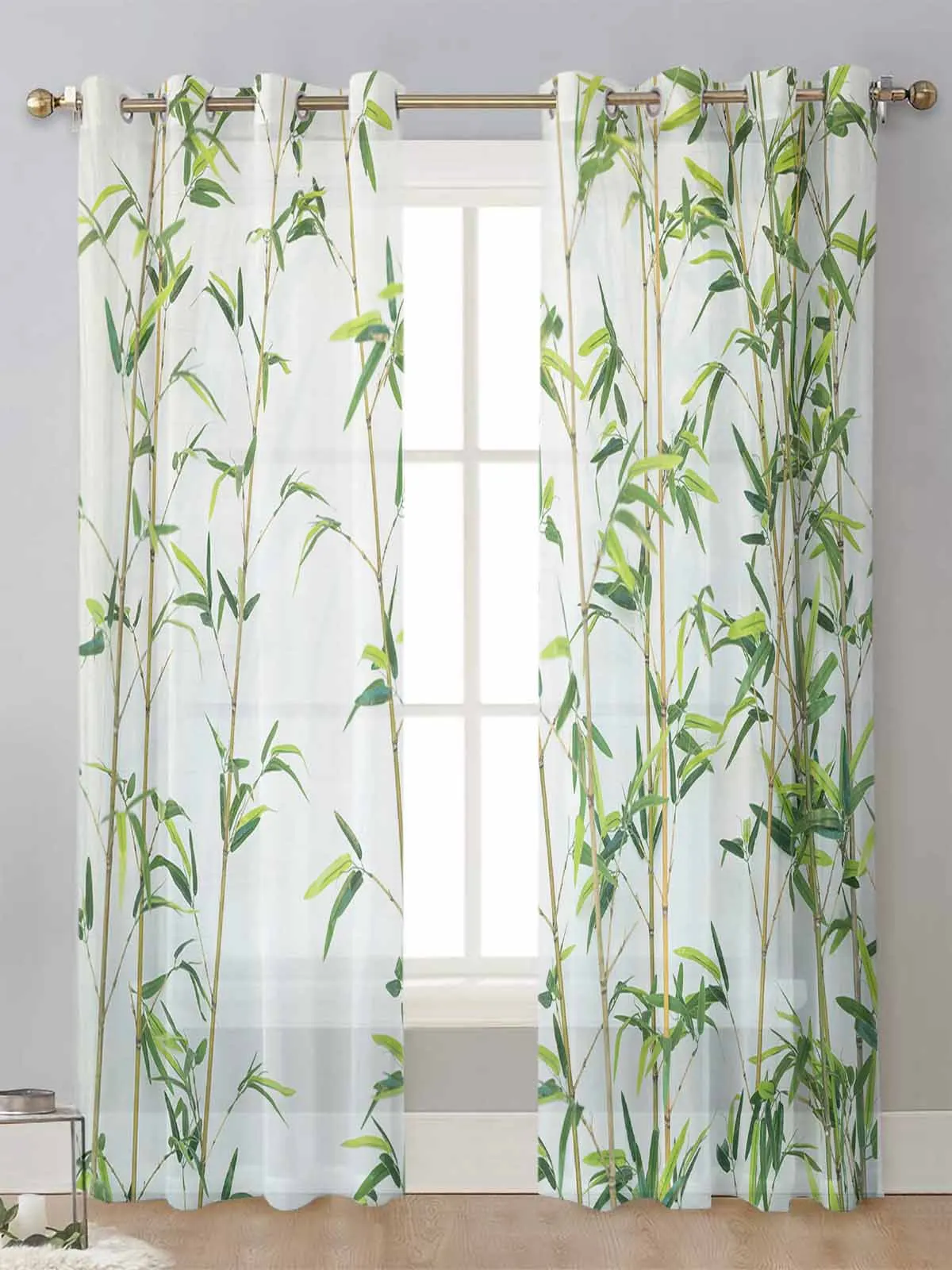 

Green Bamboo Sheer Curtains For Living Room Window Screening Transparent Voile Tulle Curtain Cortinas Drapes Home Decor