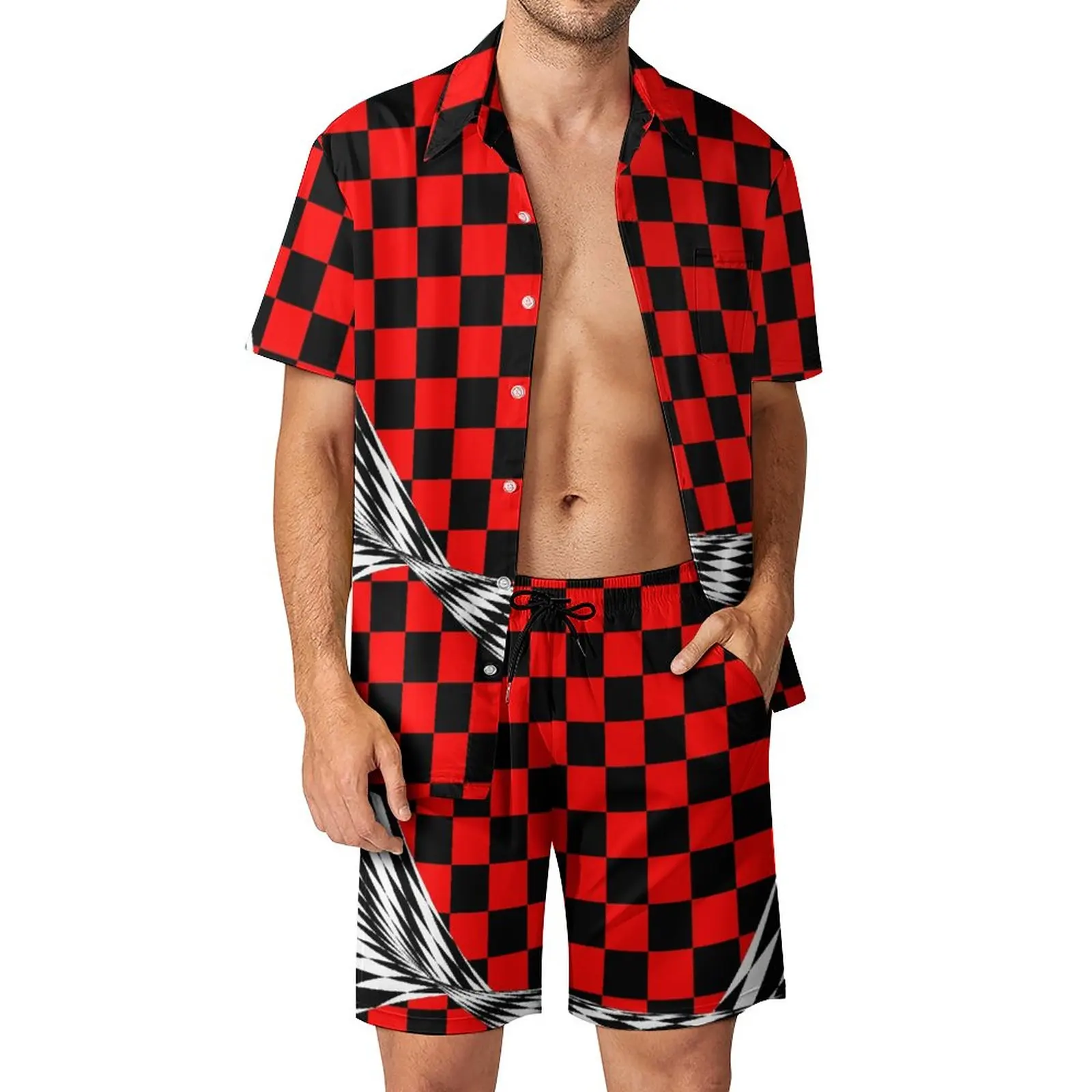 

Men's Beach Suit Black Red White 2 Pieces Suit High Grade Swimming Vintage