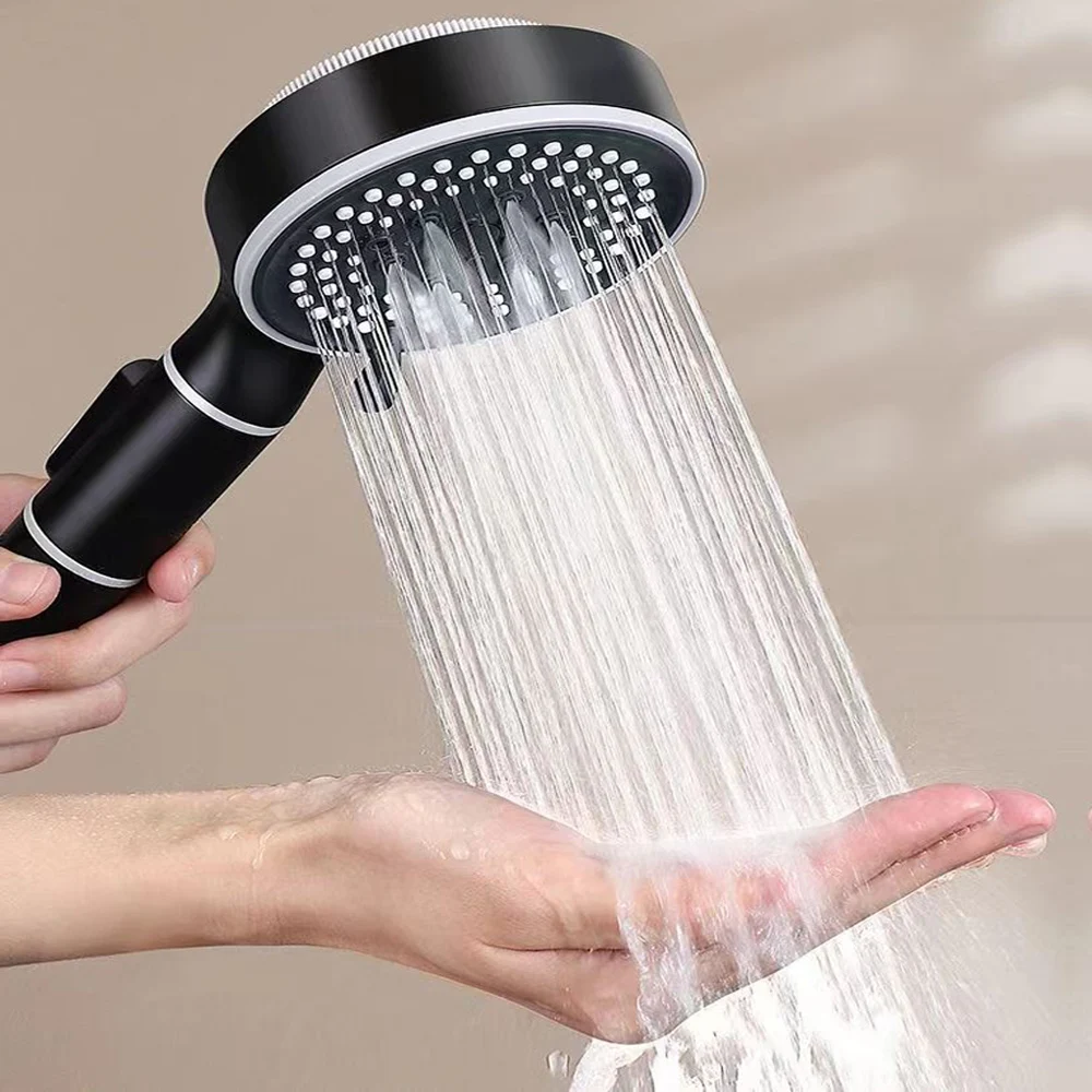 

5 Modes High Pressure Shower Head Filter Rainfall Massage Spa Pressurized Shower One-Key Stop Spray Nozzle Bathroom Accessories