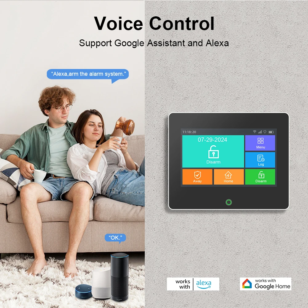 Wi-Fi GSM сигнализация с приложением Tuya защита дома умный TFT-экран охранный комплект