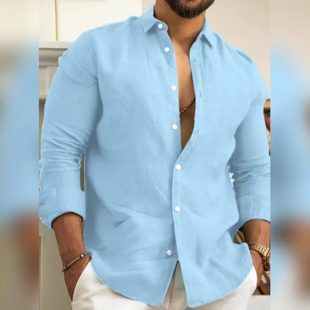 

Soft Breathable Men's Cardigan Stylish Lapel Design Long Sleeves Mid Length for Casual Commute Wear