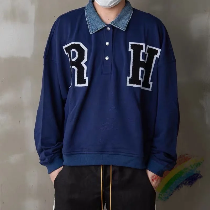 

Stand-up Collar RHUDE Sweatshirts Men Women 1:1 Best Quality Patch Embroidered Rhude RH Hoodie Sweatshirts Pullovers
