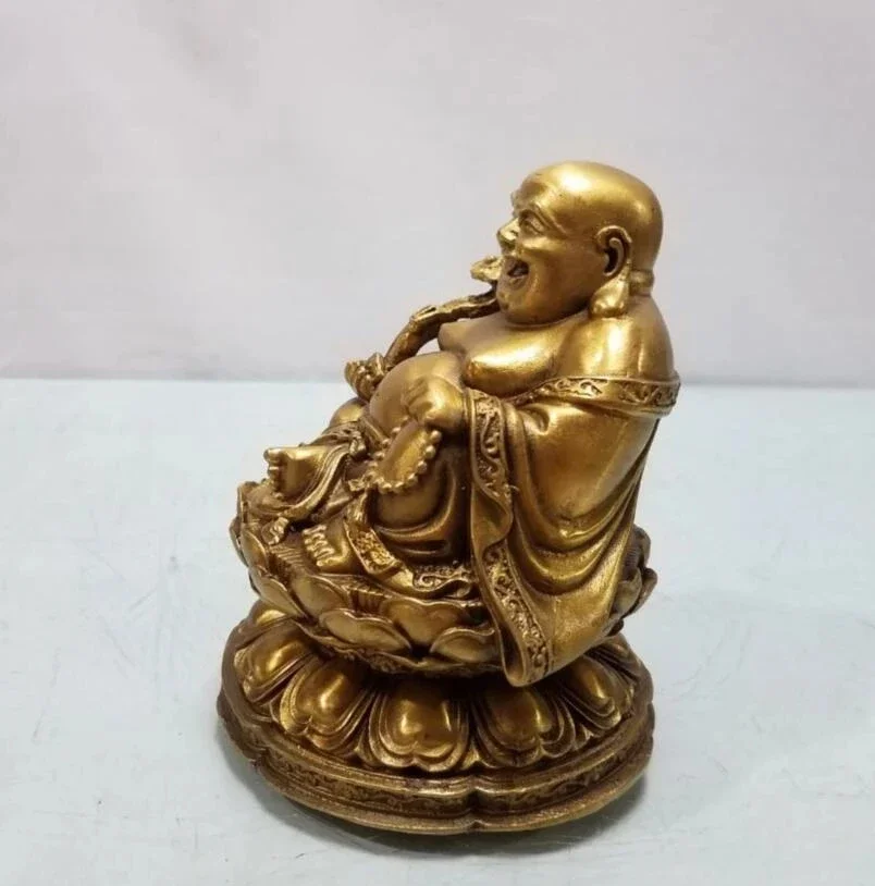 Китайская латунная статуя сидения лотоса Майтрея Будды