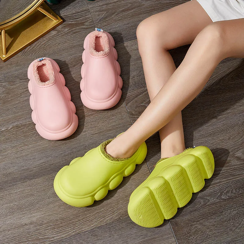 Autumn Winter 2022 New Indoor Women's Cotton Shoes Outside Solid Color Soft Waterproof Thick Soled Students Home Non-slip Shoes