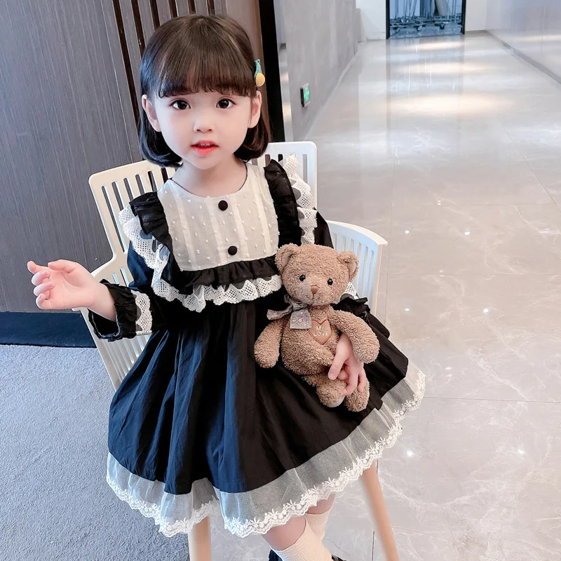 

Girls Dress Kids Korean Dresses Autumn Spring Long Sleeve Lace Dress Children Birthday Party Princess Dress Vestidos for Girls