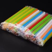 100pcs disposable plastic multicolor straw individually wrapped pearl milk tea thick straw wedding party decoration rietjes