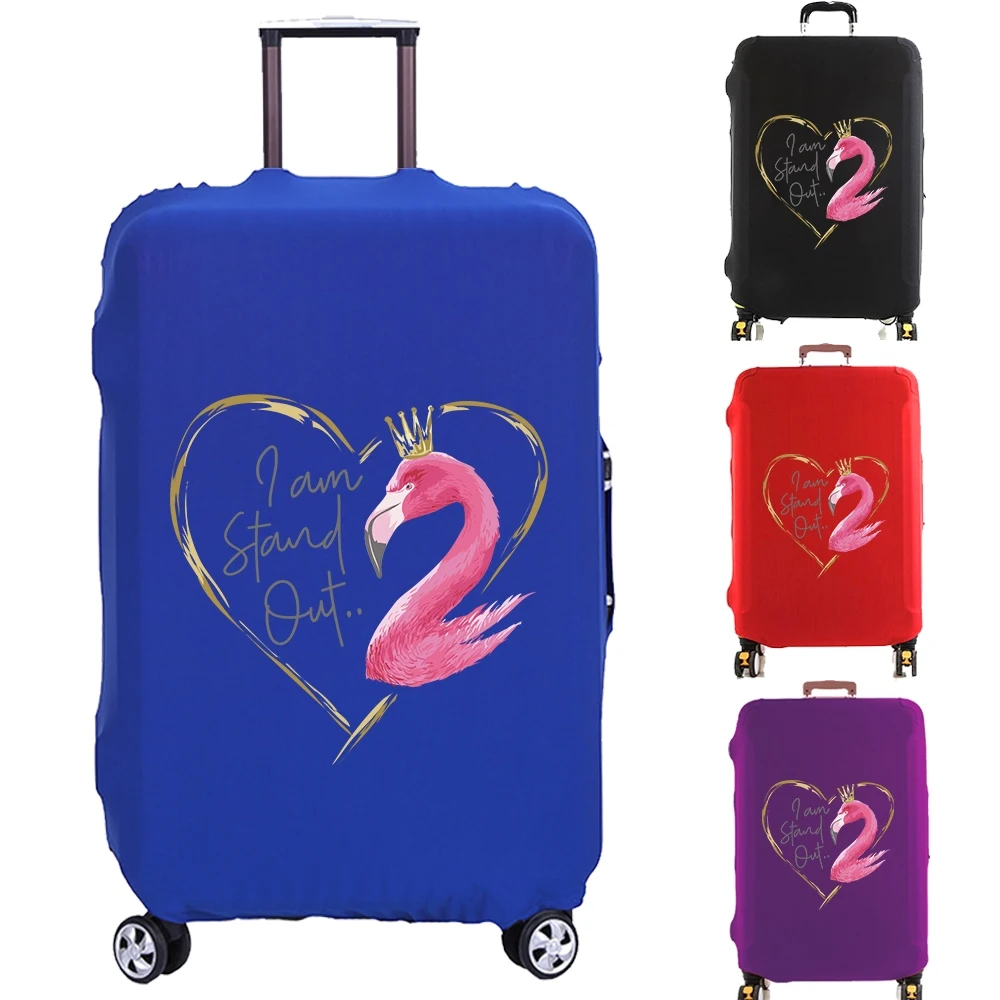 Luggage Cover Suitcase Protector Elasticity Scratch Resistant Case Golden Heart Flamingo Dust Case for 18-28 Inch Travel Trolley