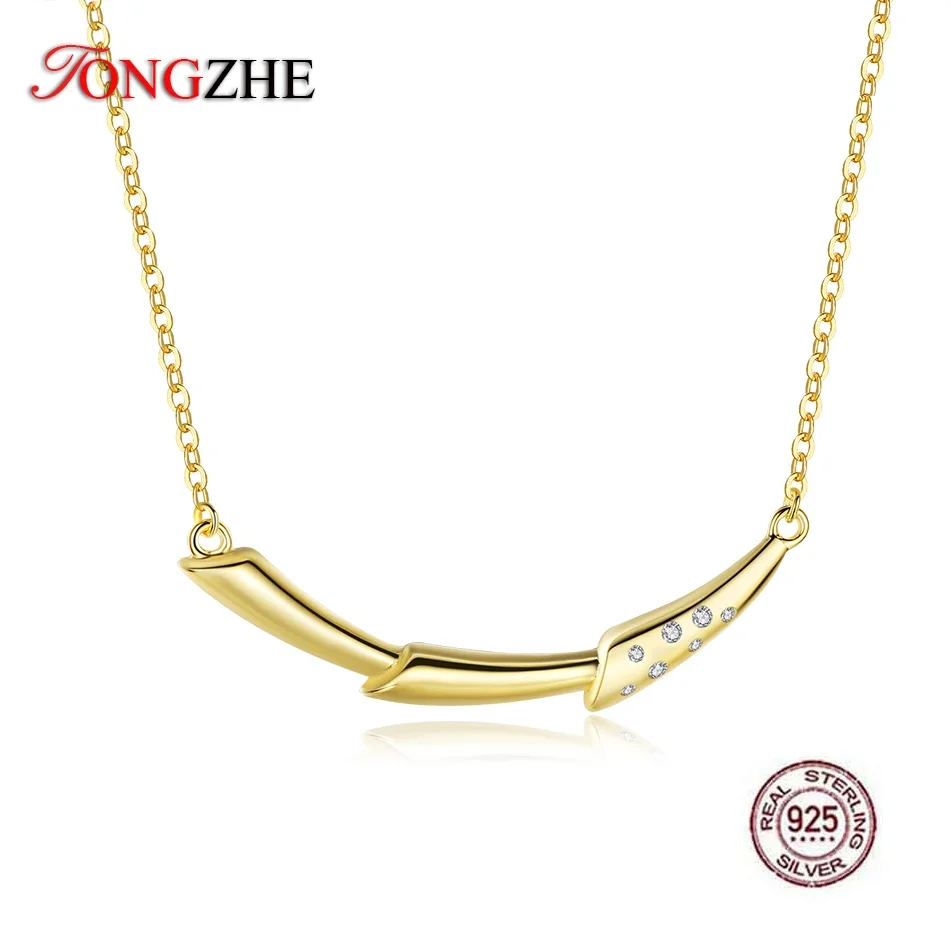 

TONGZHE 925 Sterling Silver Flower Branch Statement Necklace Women Choker Zircon Pendant Necklace Charm Gold Jewelry Nice Gifts