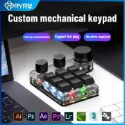 

Пользовательская макро-клавиатура RYRA, USB, 9 клавиш, ручка, RGB-подсветка, программирование, беспроводные клавиатуры, механическая, горячая замена, макропад для игр