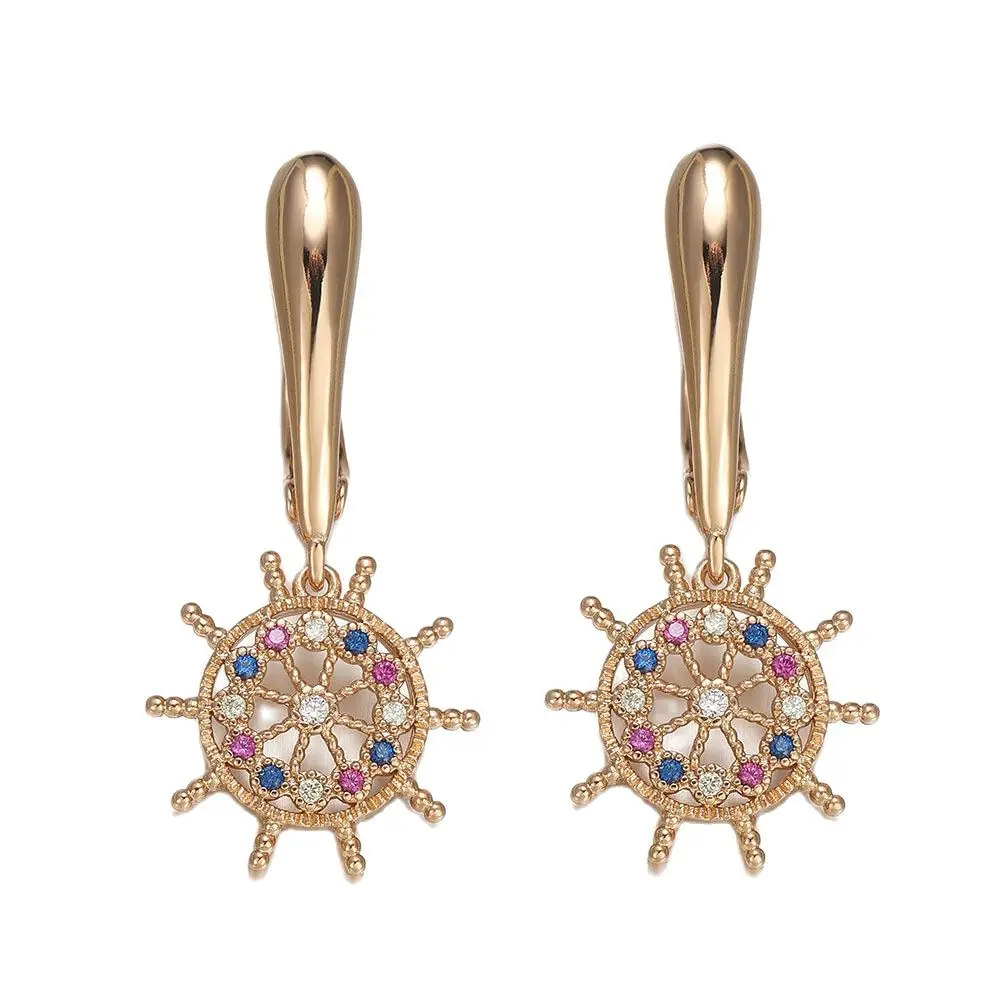 

Hanreshe Summer New Delicate Copper Drop Earrings Pendant Classic Jewelry Party Small Crystal Round Dangle Earring Woman Gift
