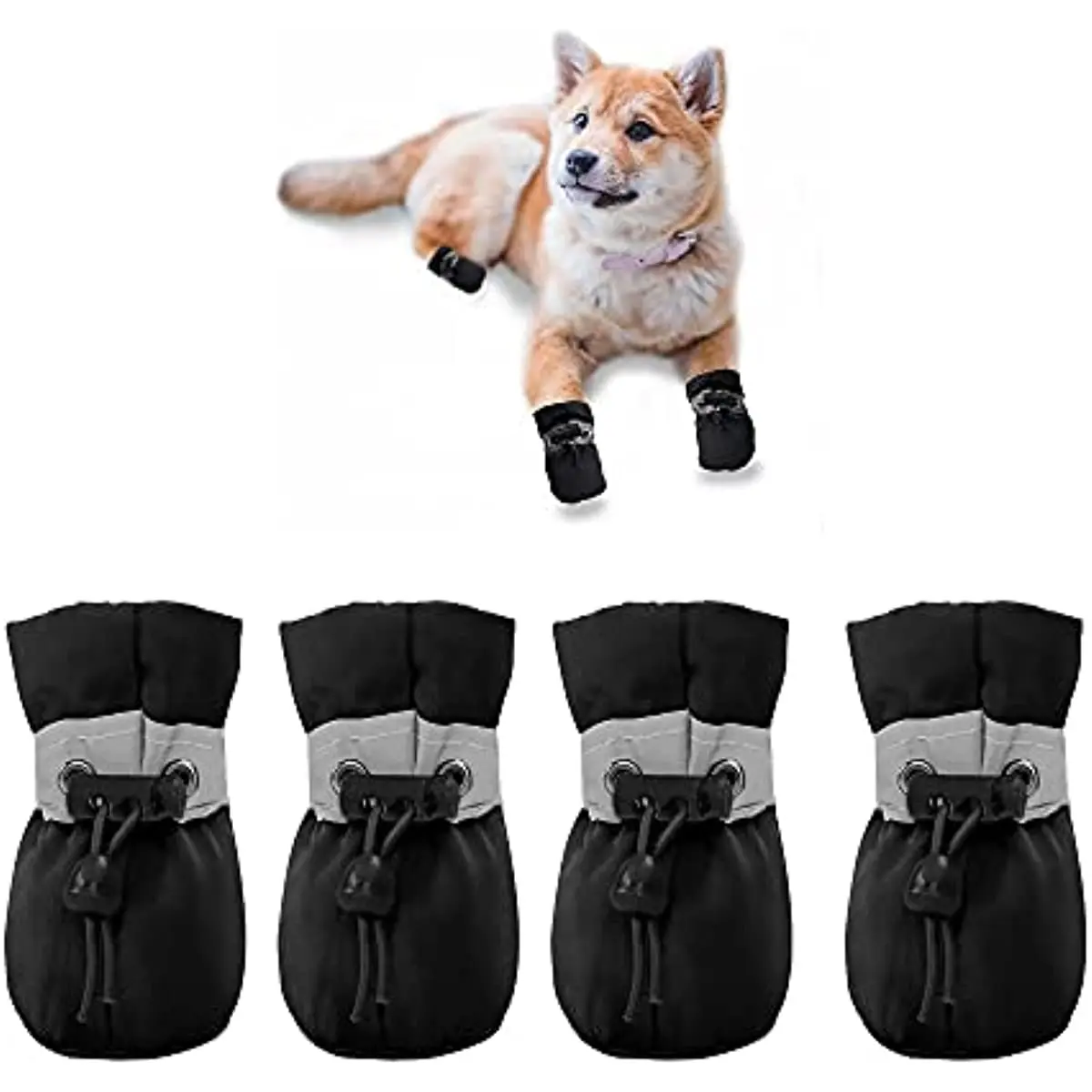 

4PCS Dog Shoes Anti-Slip Dogs Boots Paw Protector with Reflective Straps Hot Pavement Puppy Booties, Summer Cat Dog Shoes