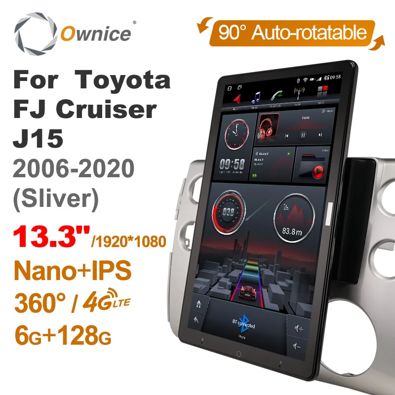 

13,3 "1920*1080 Ownice Android 10,0 для Toyota FJ Cruiser J15 2006-2020 Автомагнитола Автомобильная мультимедиа видео аудио вращающаяся без DVD