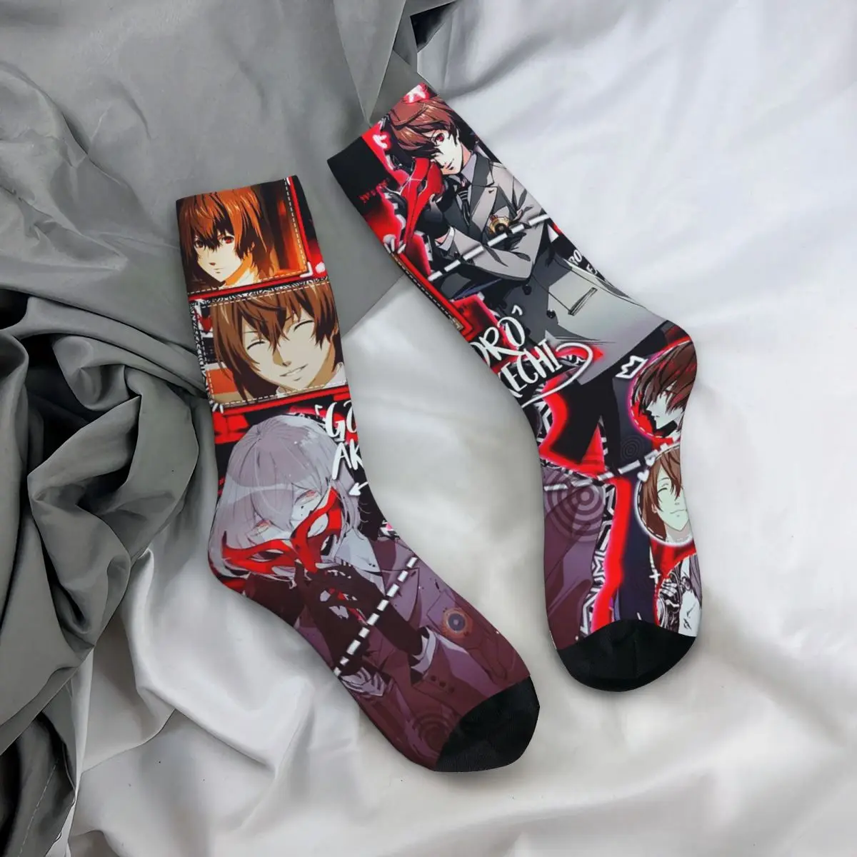 Забавные мужские носки Happy в стиле хип-хоп Goro Akechi женские из полиэстера с