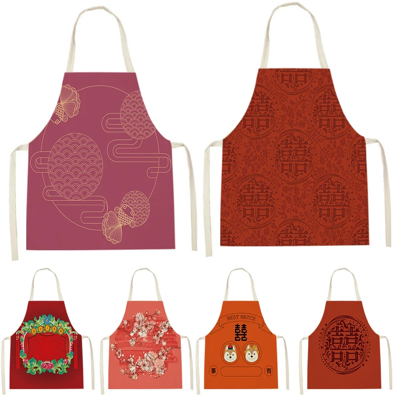 

WQL2888 Kitchen Apron for Women Sleeveless Cotton Linen Kids Family Matching Aprons Cooking Cleaning Pinafore Baking Waist Bib