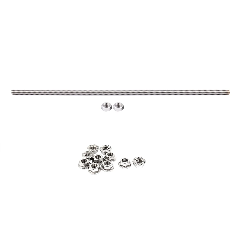 

1X 320Mm X M8 Stainless Steel Thread Bar Stock Rod Silver Tone & 10Pc 8Mm Height M8 Thread Serrated Hex Flange Nuts