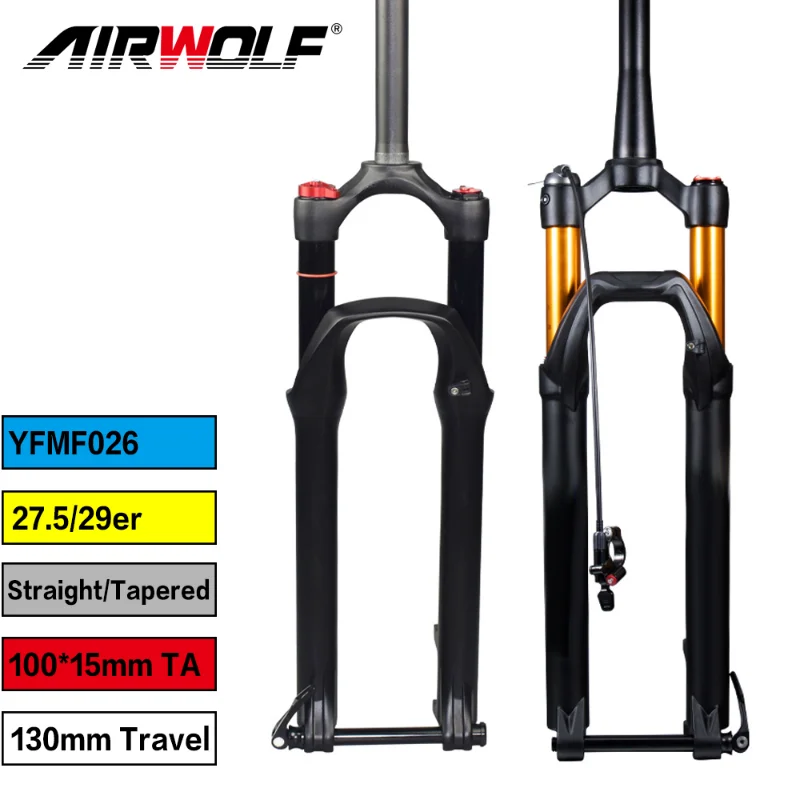 

AIRWOLF MTB Bicycle Fork Supension Air 27.5/ 29er Mountain Bike Thru Axle 110x15mm Fork for A Bicycle Accessories UD