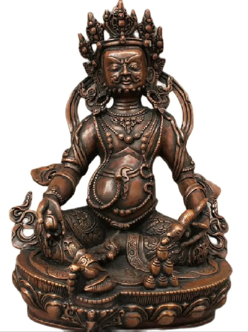 

China Tibetan Buddhism Bronze Yellow Jambhala Wealth God Buddha Statue Sculpture