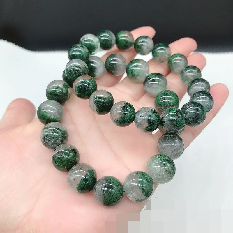 

Natural real chalcedony agate green red yellow round beads barrel beads bracelets for woman men with jade bracelet Gift
