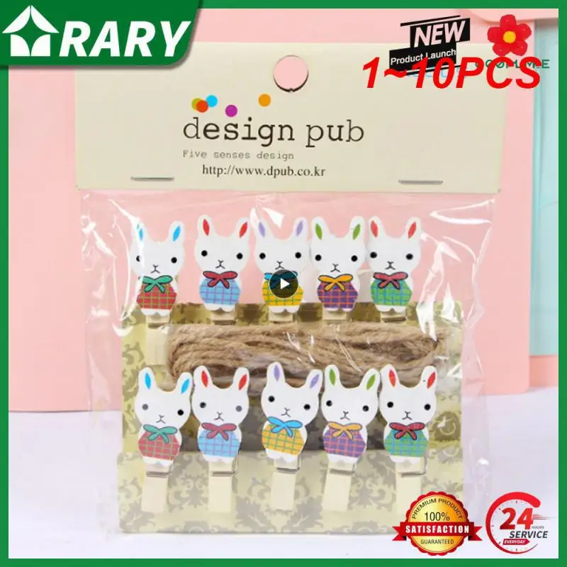

1~10PCS 1lot Cute cartoon rabbit cat plant Wood Clip Set / Cute Wooden Paper Clips / Small Craft Photo Pegs Kawaii Stationery