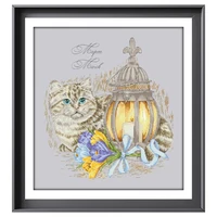 cat and lamp cross stitch kit cotton thread 18ct 14ct 11ct silver canvas stitching embroidery diy home decor