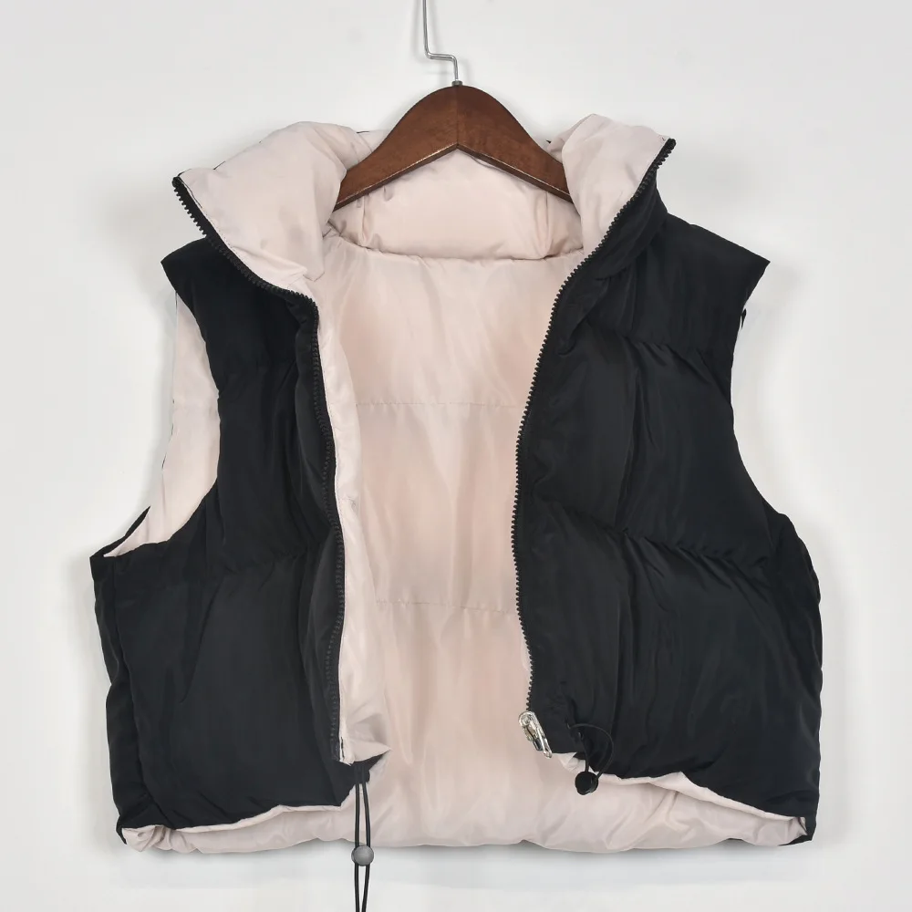 2021 Autumn New Double Face Wear Cotton Vest Sleeveless Straps Short All-match Fashion Bubble Puffer Coat