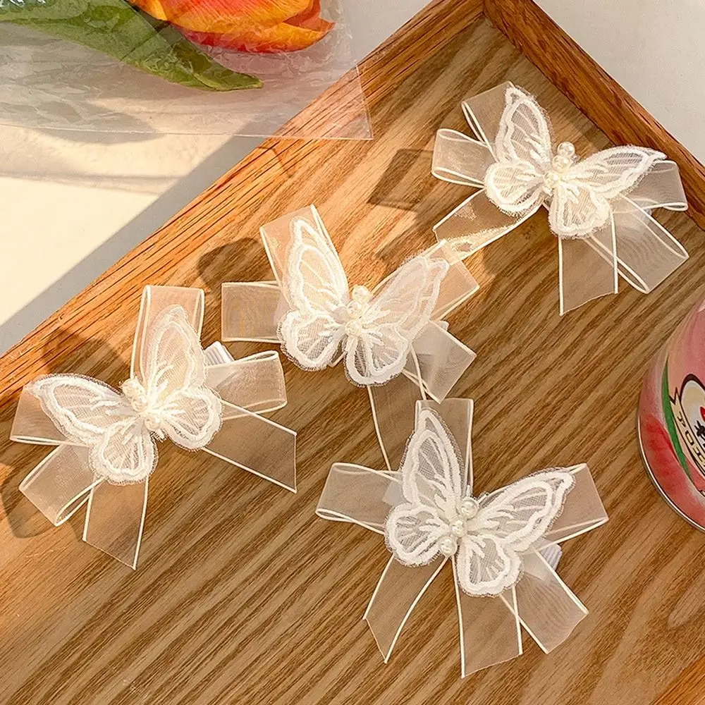 

Cute Butterfly Bow Hair Clips For Women Barrettes Balletcore Mesh Hairpins Children Transparent Duckbill Clips Sweet Headdress