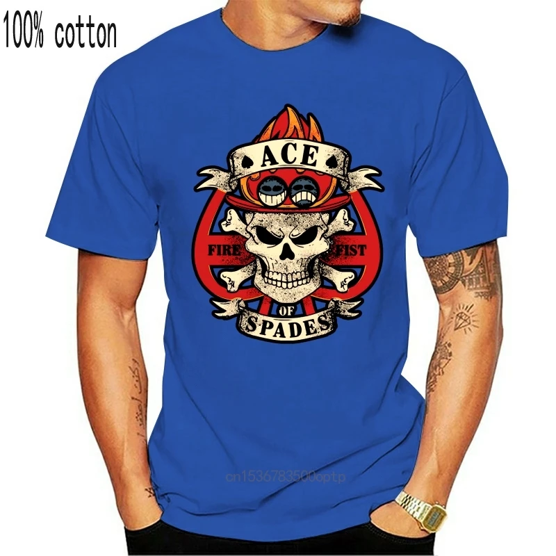

Man Clothing One Piece Spade Pirate Portgas D Ace Anime Manga Japan T-Shirt Black Luffy Printed T Shirt Men Cotton T-Shirt New S