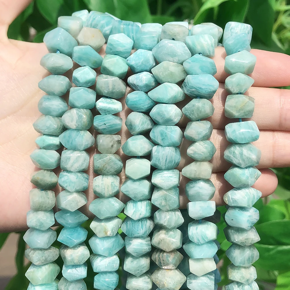

6*11mm Natural Gems Irregular Special Cut Stone Amazonite Loose Spacer Beads For Jewelry DIY Making Bracelet Necklace 7.5/15''