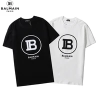 unisex letter printed short sleeve all match simple mens and womens balmain t shirt