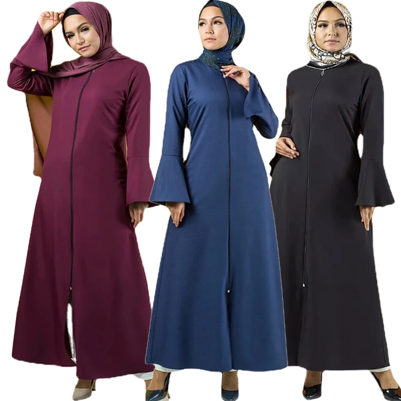 

Мусульманское женское платье, Средний Восток, женский кардиган на молнии, халат, открытая абайя, Исламская одежда для женщин, индийский Рама...