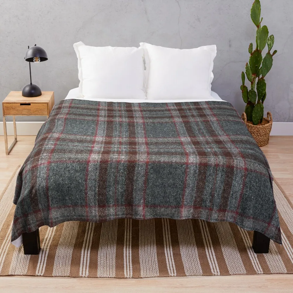 

Grey and Red Tartan Throw Blanket blanket wool