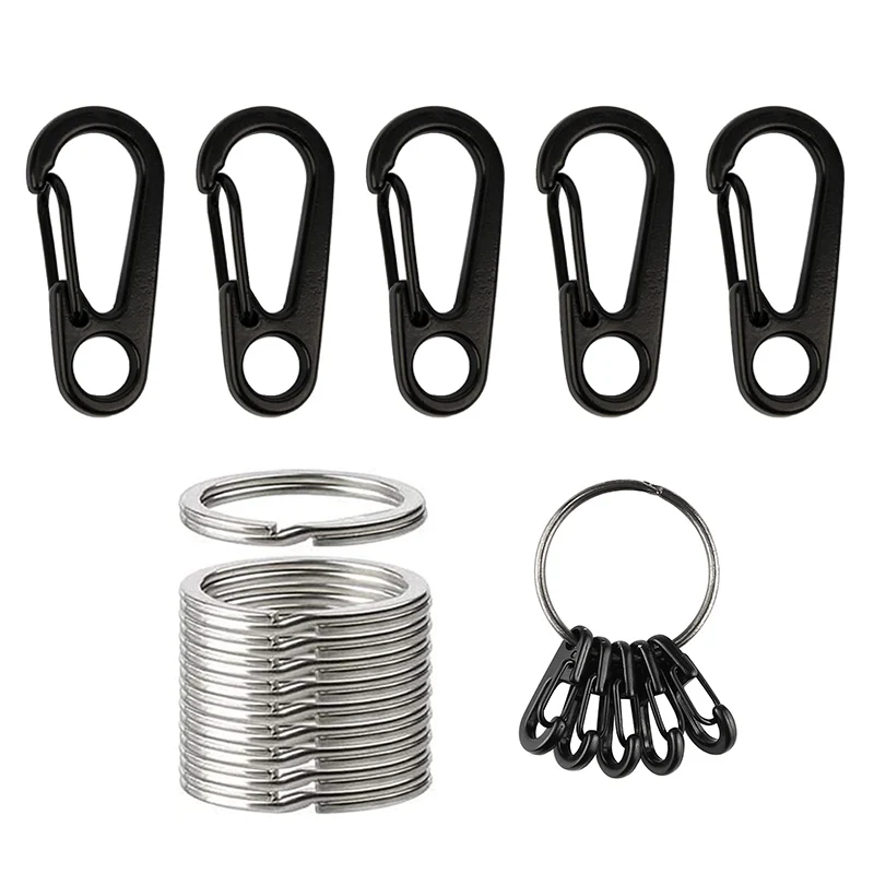 

10pcs/set Small Carabiner Clip with Keyrings 32mm Aluminum Carabiner Keyring Clip for Camping Keychains Hiking Outdoor
