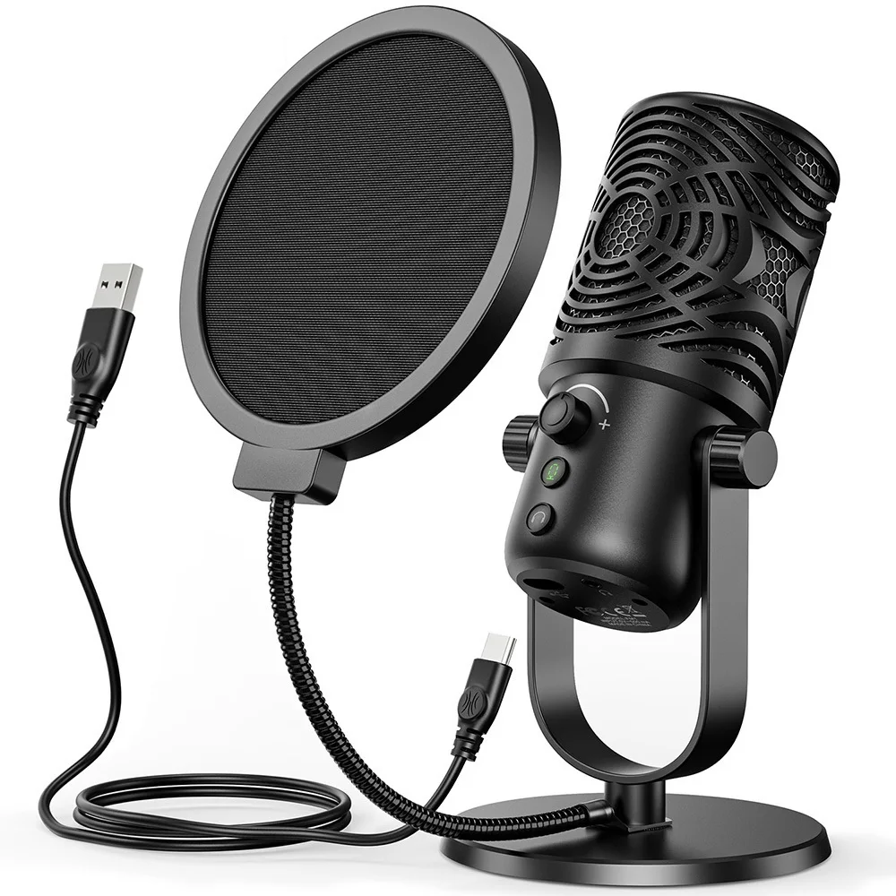 

nes FM1 USB Condenser Microphone Professional Studio DJ Recording Streaming Mic With Pop Filter For PC Laptop Gaming Youtube