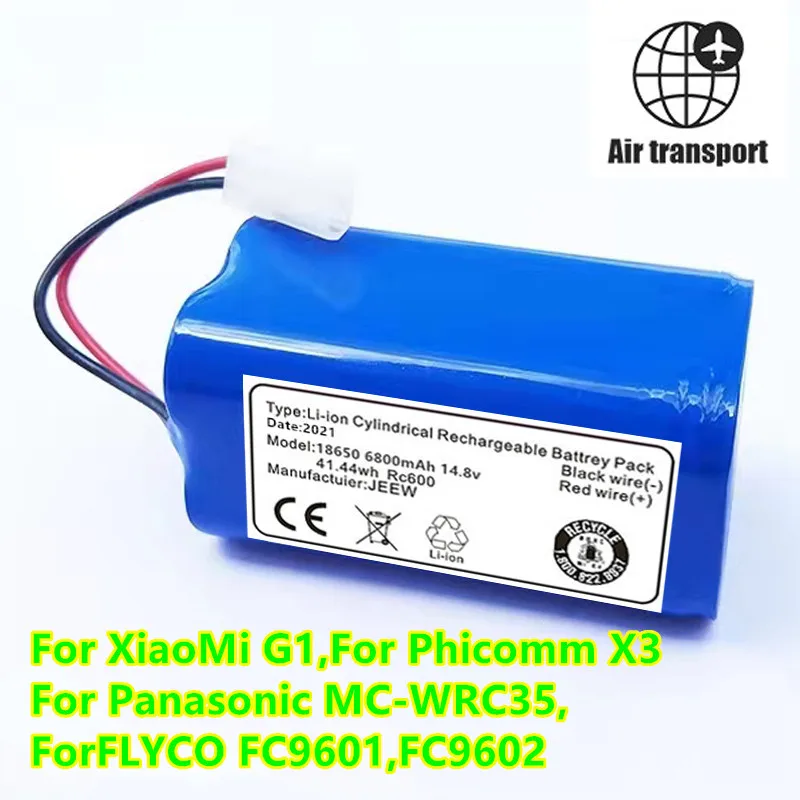 

14,8 V 6800mAh вакуумная батарея для XiaoMi G1, для Panasonic MC-WRC53, для Phicomm X3, для FLYCO FC9601, FC9602 5,0