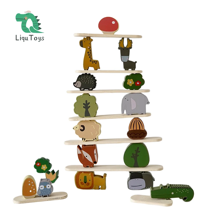 

Wooden Stacking Animals Toys for Kids Balancing Stacking Games Educational Preschool Learning Montessori Toys for Kids