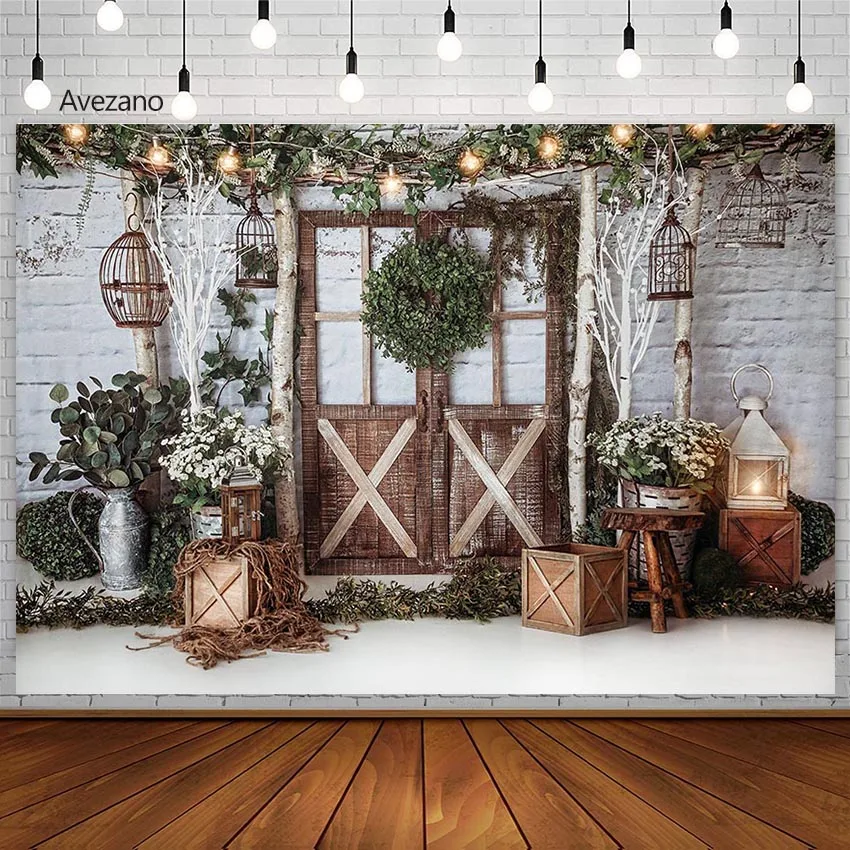 

Рождественский фон Avezano, кирпичная стена, деревянная дверь, трава, свет, детский портрет, Декор, фотография, фон для фотостудии, фотосессия
