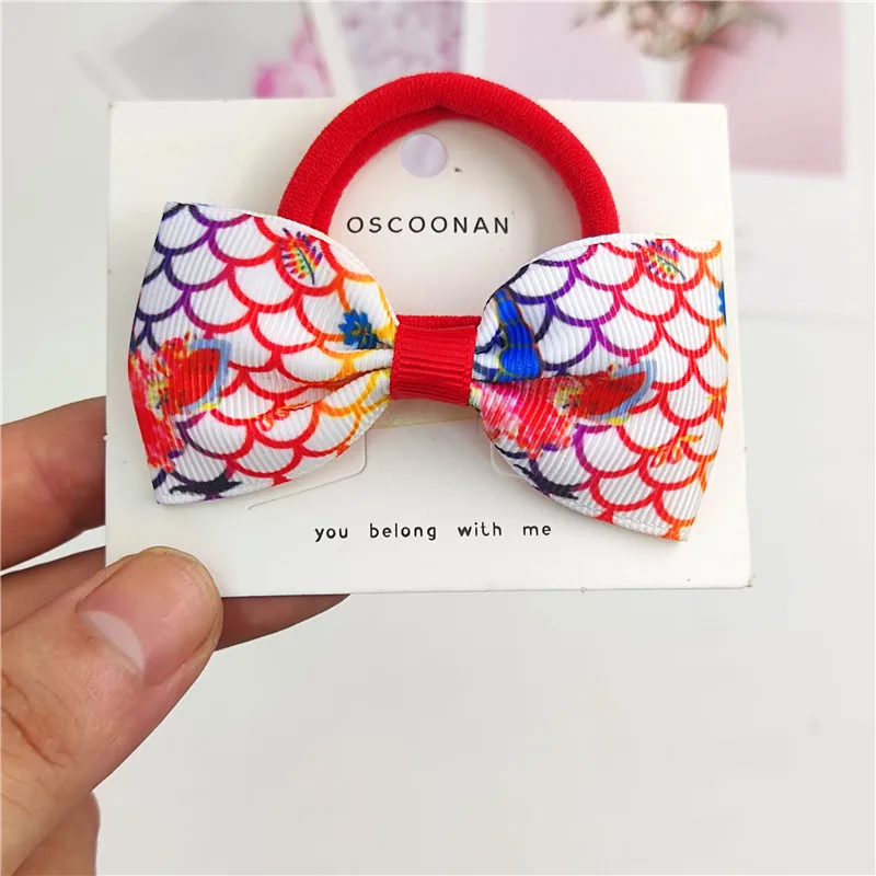 

1 Piece Lovely Creativity Fish Scales Ties Bows Elastic Hair Bands For Baby Girls Hairpin Clips Scrunchy Kids Hair Accessories