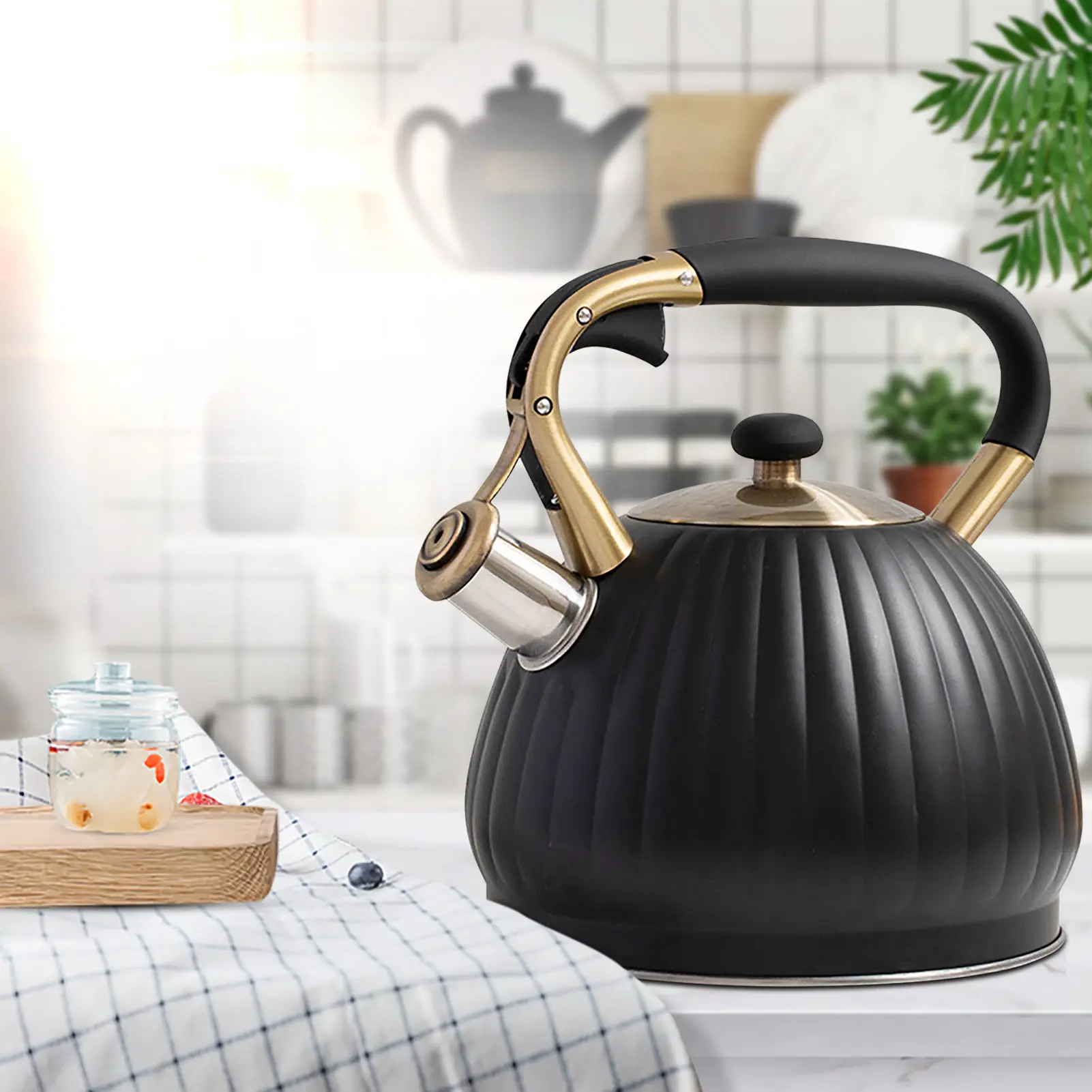 

Whistling Tea Kettles Stainless Steel Whistling Teapot Stovetop With Boils Faster BottomErgonomic Cookware Kettle Heat
